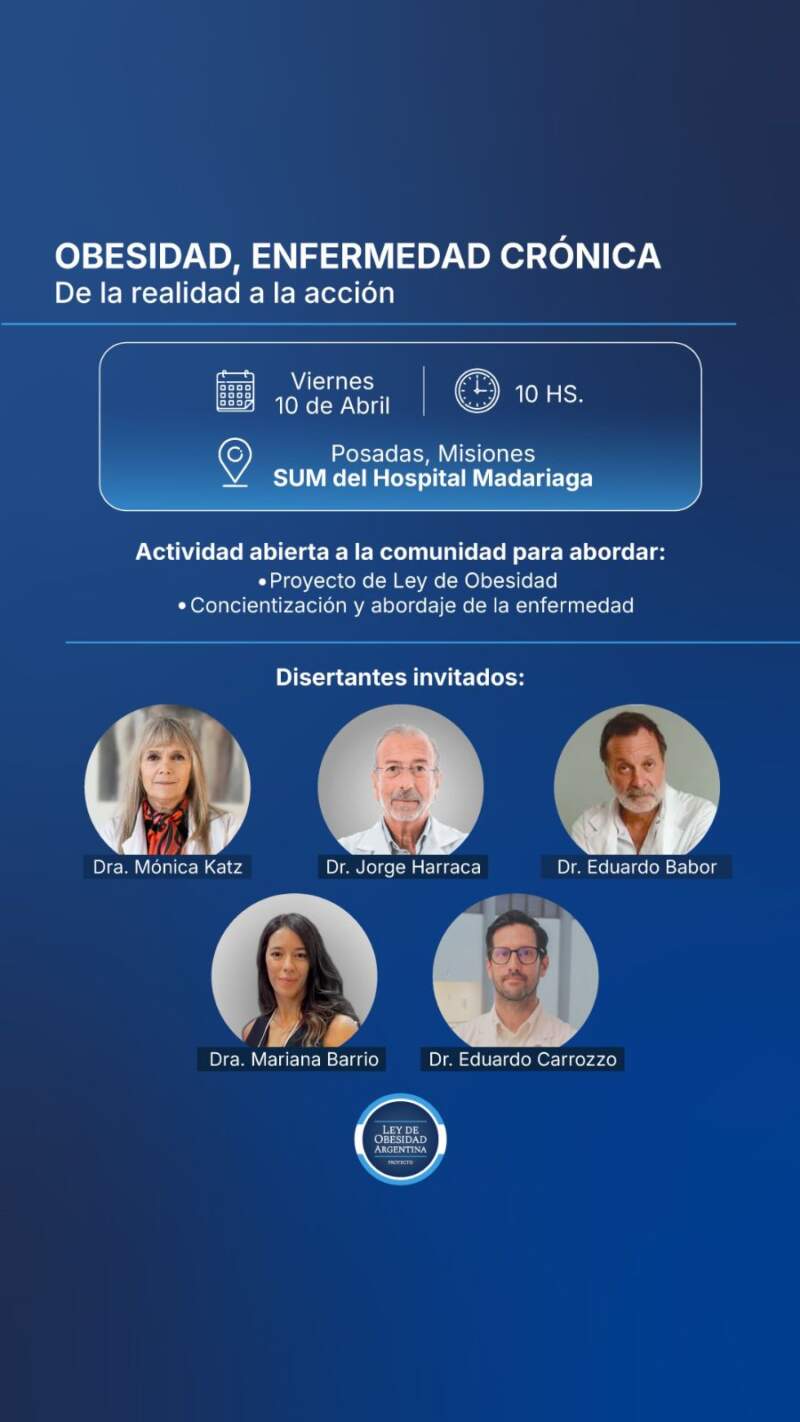 Posadas será sede de una jornada sobre obesidad como enfermedad crónica, con actividades abiertas a la comunidad y destinadas a profesionales de la salud 2 Posadas será sede de una jornada sobre obesidad como enfermedad crónica, con actividades abiertas a la comunidad y destinadas a profesionales de la salud imagen-1