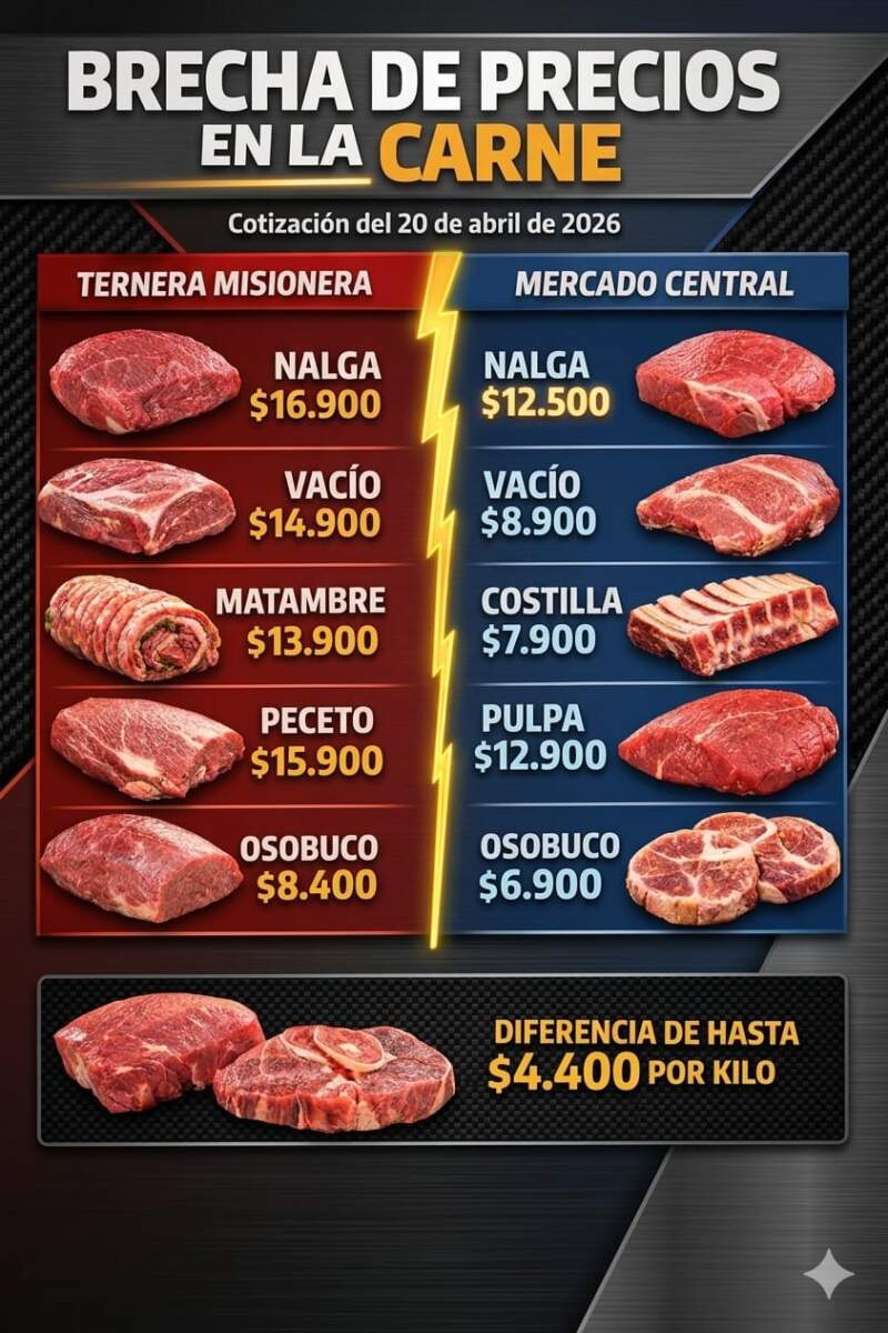 Carnes: el Mercado Solidario mostró este 20 de abril una amplia brecha entre cortes de ternera y novillo imagen-4