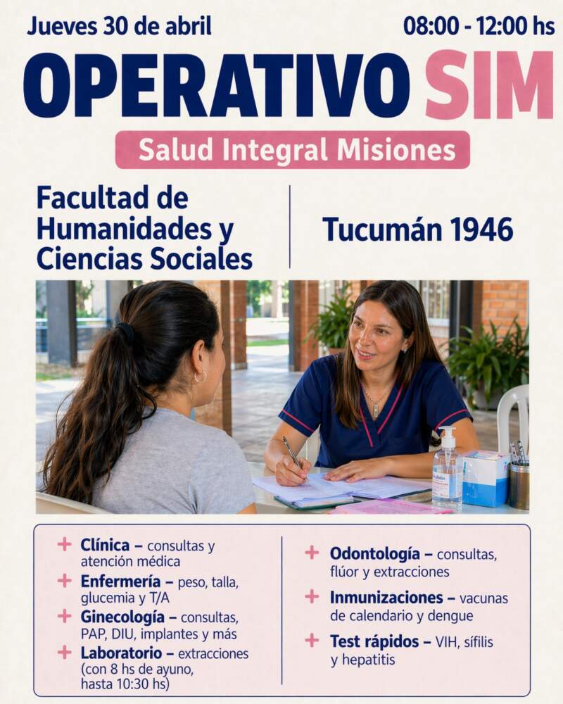 La FHyCS será sede de un nuevo Operativo SIM con atención gratuita de salud imagen-2