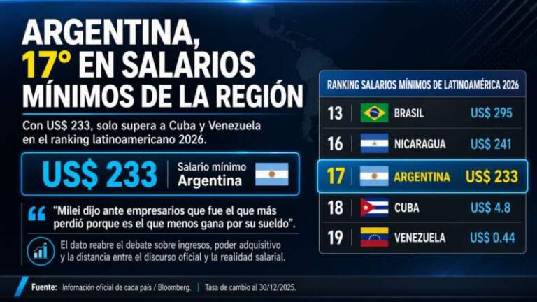 Argentina, en el fondo regional del salario mínimo: el dato que incomoda al discurso presidencial imagen-14
