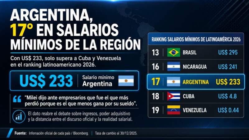 Argentina, en el fondo regional del salario mínimo: el dato que incomoda al discurso presidencial imagen-8