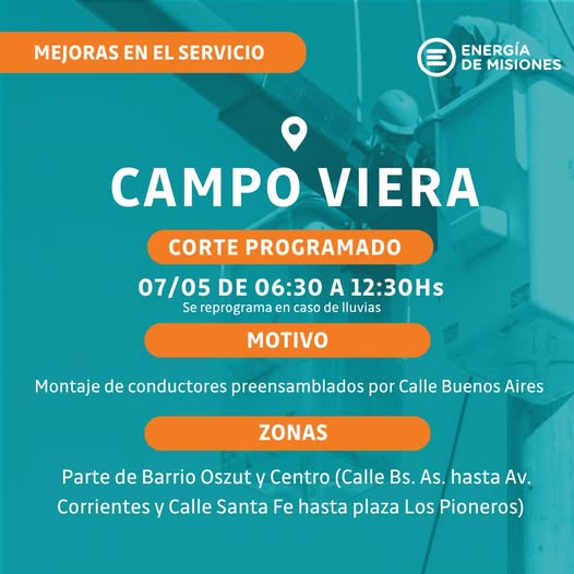 Energía de Misiones realizará cortes programados para fortalecer el servicio eléctrico en la provincia imagen-16