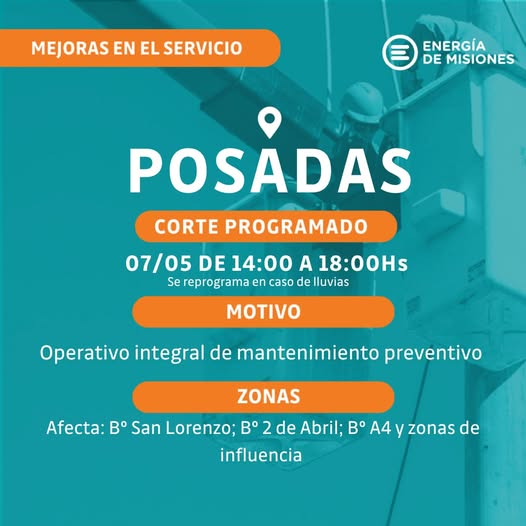 Energía de Misiones realizará cortes programados para fortalecer el servicio eléctrico en la provincia imagen-4