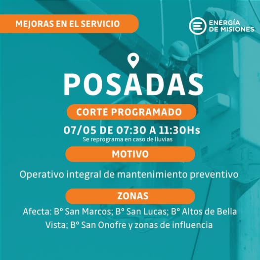 Energía de Misiones realizará cortes programados para fortalecer el servicio eléctrico en la provincia imagen-2