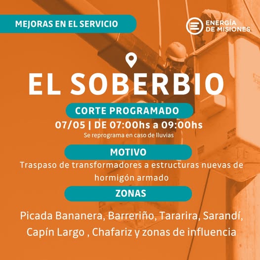 Energía de Misiones realizará cortes programados para fortalecer el servicio eléctrico en la provincia imagen-20