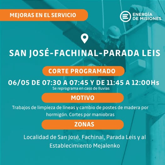 Energía de Misiones realizará cortes programados para fortalecer el servicio eléctrico en la provincia imagen-22