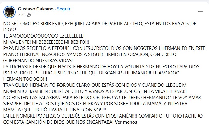 Falleció Ezequiel Galeano, joven de Eldorado que luchaba contra la fibrosis quística imagen-4