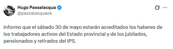 El sábado 30 pagan a jubilados, pensionados y Activos del Estado provincial imagen-2