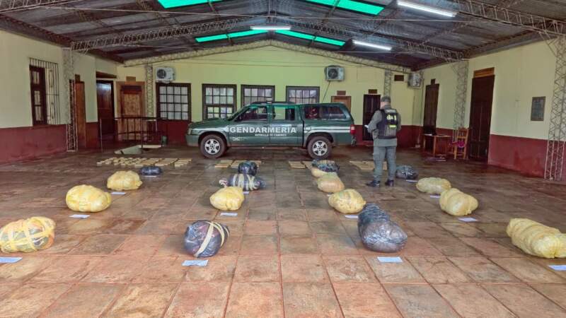Patrulla de Gendarmería halló casi 190 kilos de marihuana ocultos entre la vegetación en Colonia Victoria imagen-2
