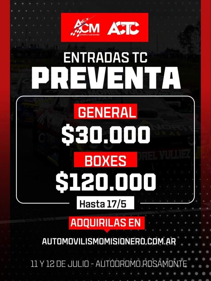Comenzó la pre-venta de entradas para el TC en Posadas imagen-2