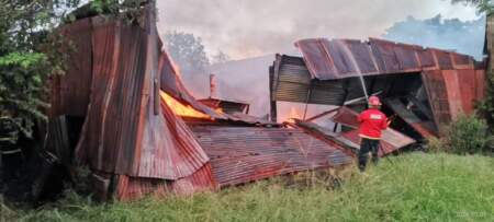 Garupá: dotaciones de Bomberos trabajan intensamente para extinguir el incendio reavivado en el predio de la ex Envases Misionera imagen-4