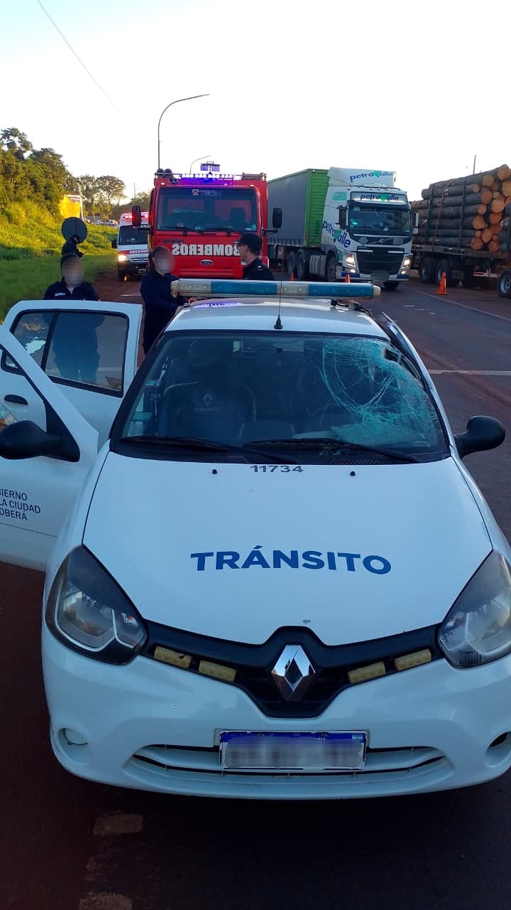 Un hierro salió despedido de un camión e impactó contra un vehículo en Oberá: el conductor resultó herido imagen-6