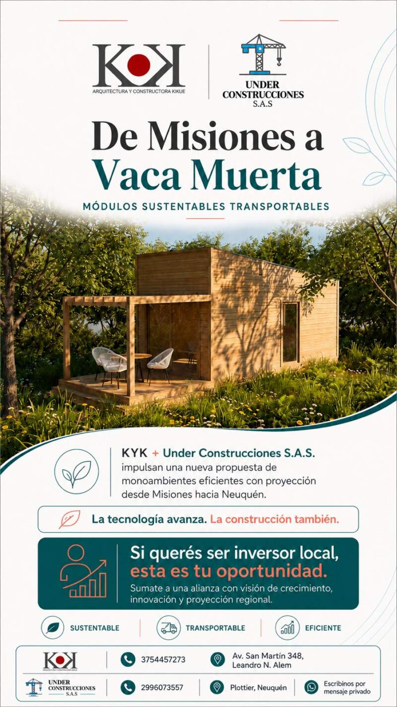 Desde Misiones a Vaca Muerta: KYK y Under Construcciones impulsan módulos sustentables transportables 3 Desde Misiones a Vaca Muerta: KYK y Under Construcciones impulsan módulos sustentables transportables imagen-2
