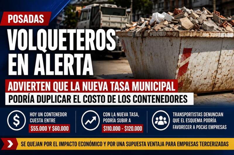 Posadas reglamenta el uso de volquetes y crece la polémica por los costos: transportistas advierten que el servicio podría duplicarse 5 Posadas reglamenta el uso de volquetes y crece la polémica por los costos: transportistas advierten que el servicio podría duplicarse imagen-4