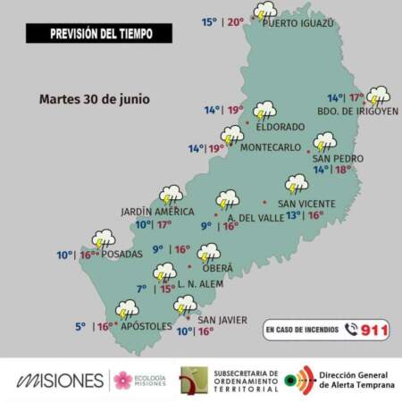Tiempo: Se mantiene un sistema de inestabilidad que genera lluvias y tormentas, con mayor intensidad y volumen acumulado en la mitad norte de la provincia imagen-5