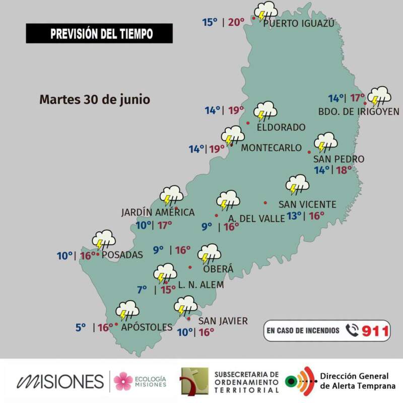 Tiempo: Se mantiene un sistema de inestabilidad que genera lluvias y tormentas, con mayor intensidad y volumen acumulado en la mitad norte de la provincia imagen-6