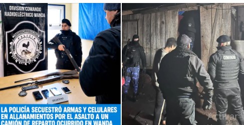 Secuestraron armas y celulares en nuevos allanamientos por el asalto armado a un camión de reparto ocurrido en Wanda imagen-11