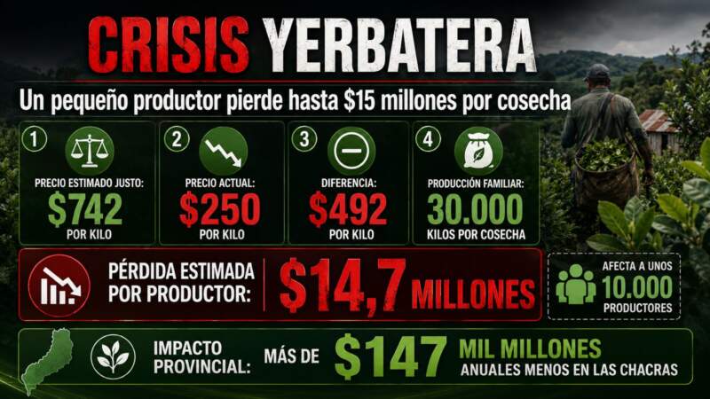 Yerbales en rojo: un pequeño productor pierde casi $15 millones por cosecha por el derrumbe del precio imagen-2