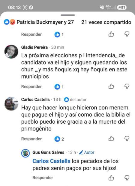 Una concejal de LLA avaló una amenaza contra el hijo del intendente de Montecarlo imagen-5