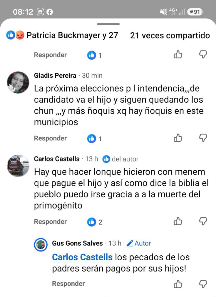 Una concejal de LLA avaló una amenaza contra el hijo del intendente de Montecarlo imagen-6