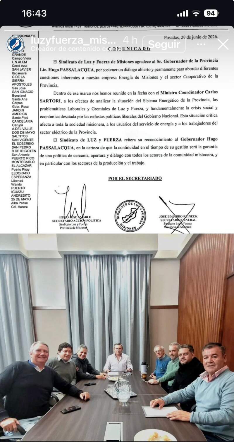 Luz y Fuerza respaldó a Passalacqua y marcó posición en medio del debate energético y laboral imagen-2