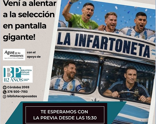 El Mundial se vive en la Biblioteca Popular: instalarán una pantalla gigante para alentar a la Selección en Posadas imagen-6