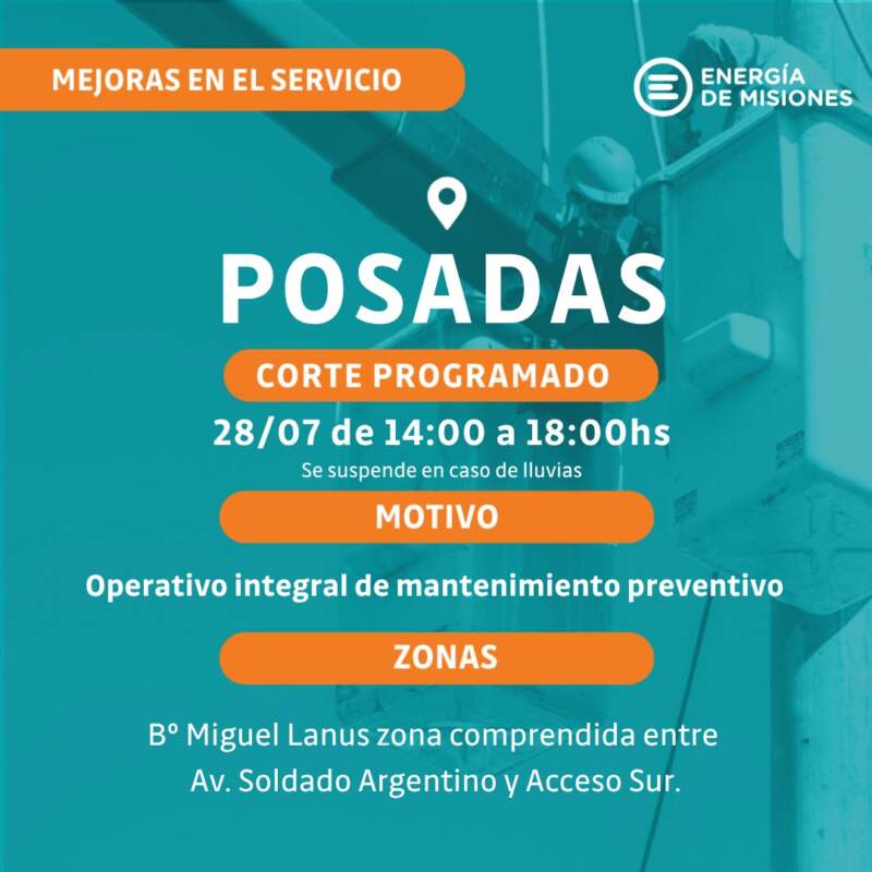 Cortes programados de energía eléctrica para este martes 28 y jueves 30 5 Cortes programados de energía eléctrica para este martes 28 y jueves 30 imagen-4