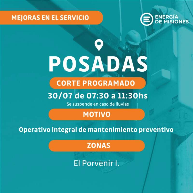 Cortes programados de energía eléctrica para este martes 28 y jueves 30 7 Cortes programados de energía eléctrica para este martes 28 y jueves 30 imagen-6