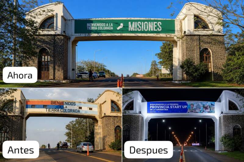 Giro identitario en el acceso a Misiones: Retiraron el cartel de "Provincia Start Up" y volvió el histórico "Bienvenidos a la Tierra Colorada" imagen-2
