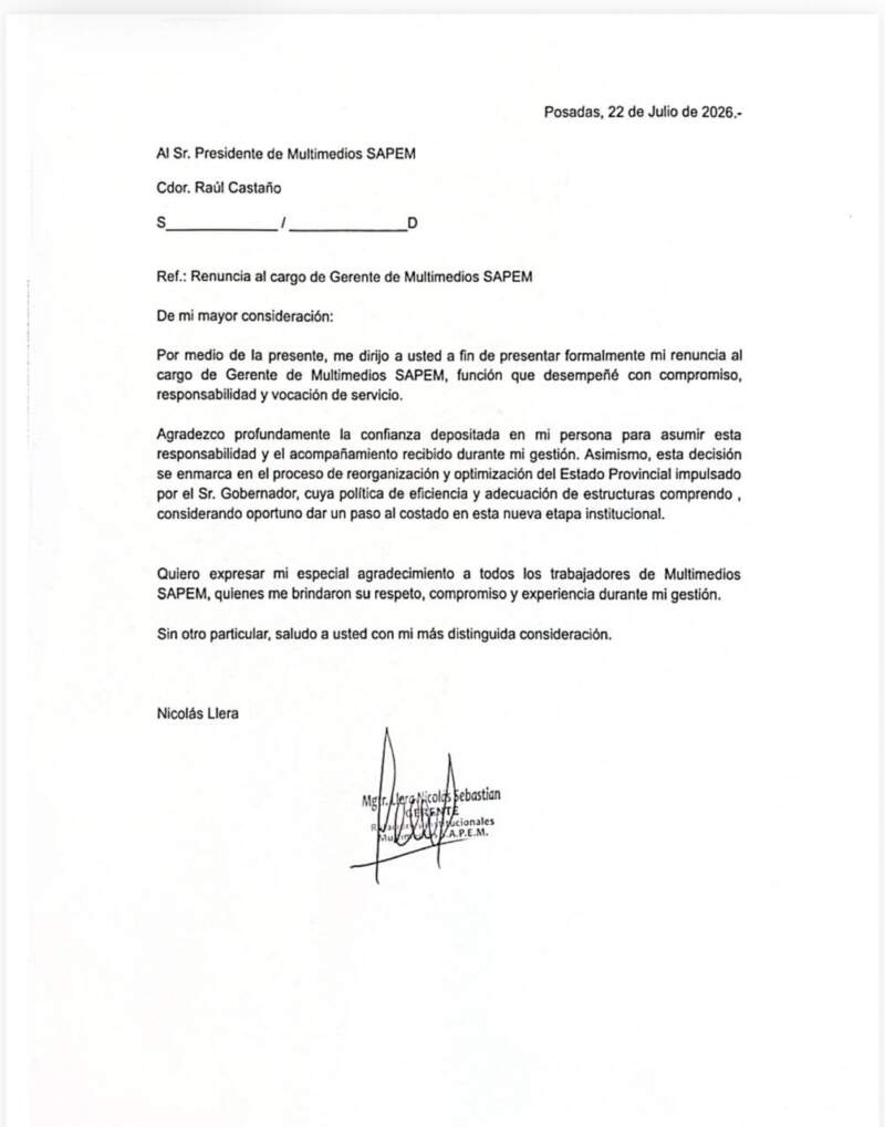 Desplazaron a Nicolás Llera de la Gerencia de Multimedios SAPEM y el directorio formalizaría la medida en los próximos días imagen-2