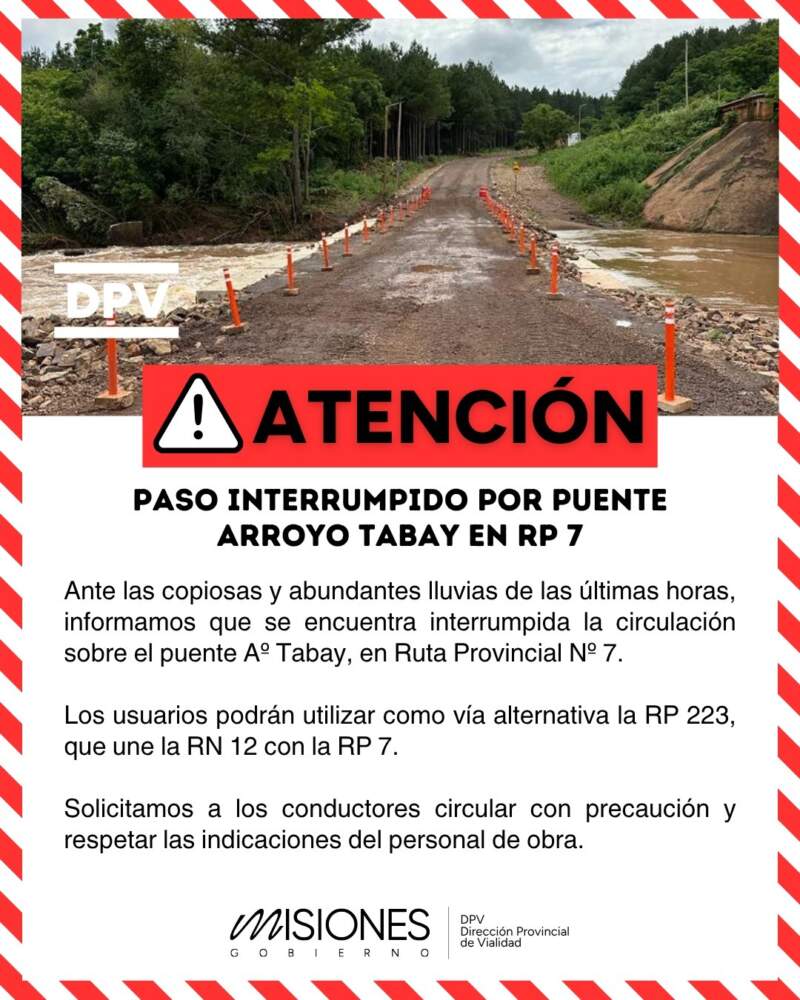 Lluvias intensas provocaron el corte del puente sobre el arroyo Tabay, afectaron viviendas en El Soberbio y el cierre del acceso al Parque Moconá imagen-10