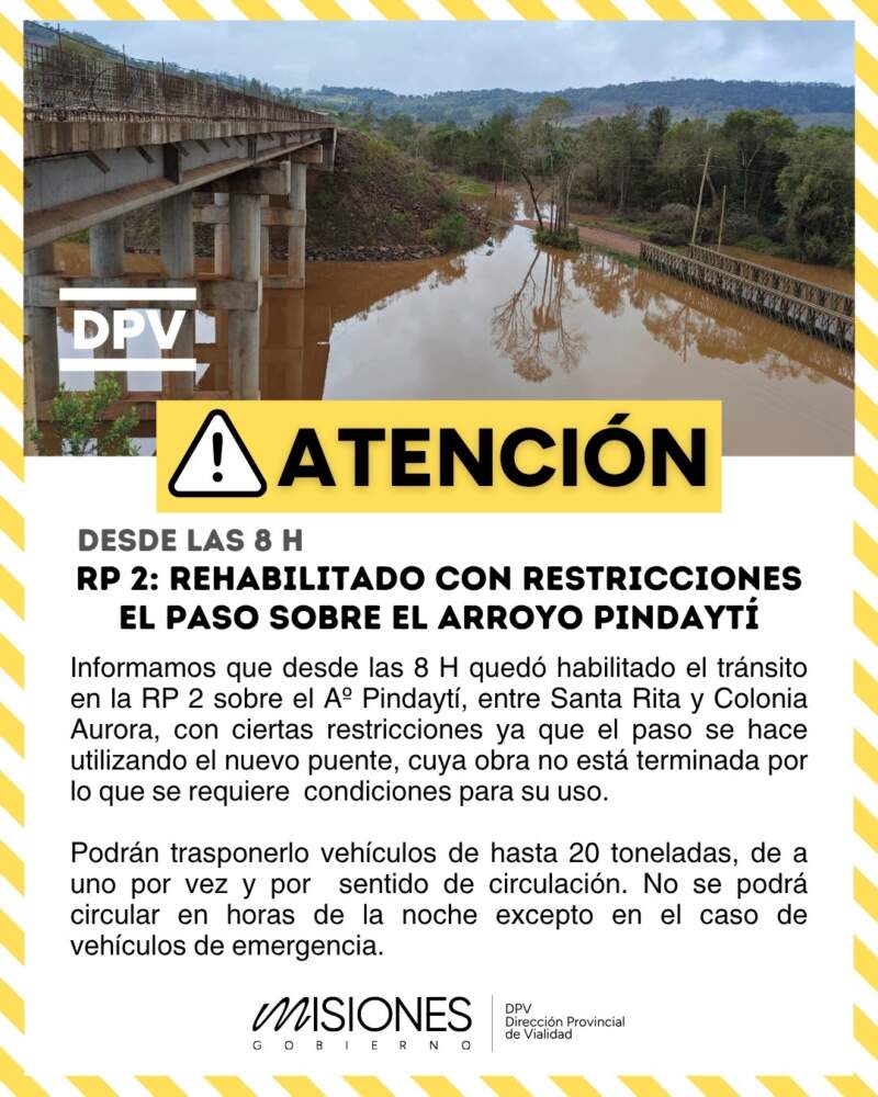 RP 2: Rehabilitado con restricciones el paso sobre el arroyo Pindaytí 9 RP 2: Rehabilitado con restricciones el paso sobre el arroyo Pindaytí imagen-8